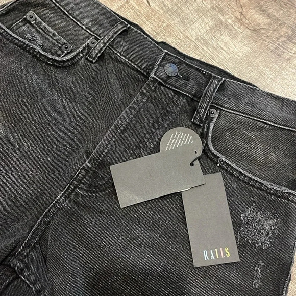 NWT!! Rails - The Fairfax High Rise Cut Off Shorts - Ash Black - Size 26 - Picture 5 of 9
